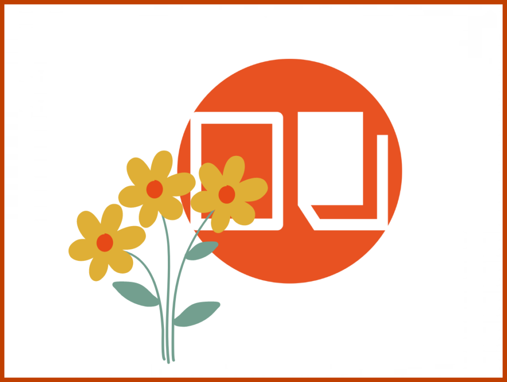 ikona ciniby z pomarańczowym kwiatkiem na białym tle