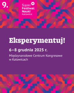 ogo śfn na różowym tle z wyróżnionym napisem essperymentuj