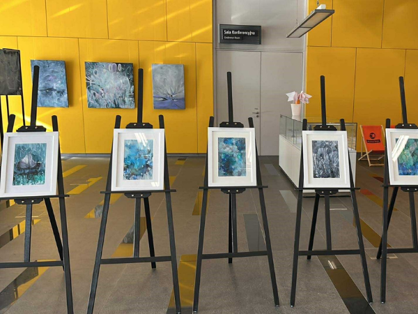 zdjęcie obrazów w holu CINiB-y