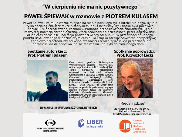 plakat promujący spotkanie z wizerunkami prowadzących