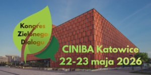 napis katowice zielony dialog ciniba katowice na tle budynku ciniby
