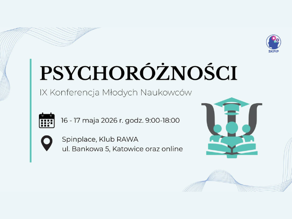 plakat promujący konferencję psychoróżności w kolorze niebieskim